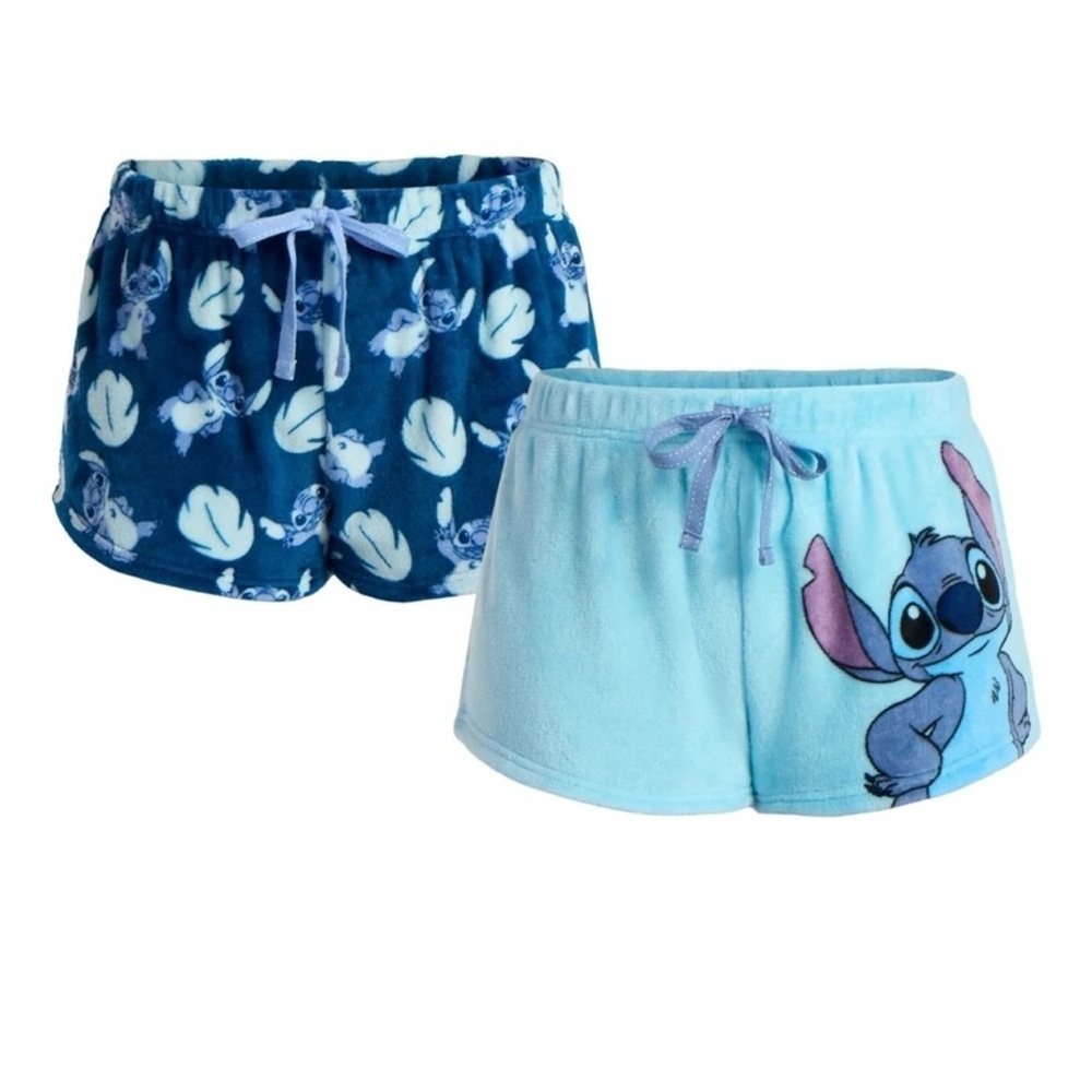 Disney Women’s Stitch Blue And Light Blue Shorts Pajama 2 Piece Set - Picture 1 of 7